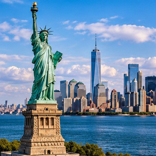 Statue of Liberty and New York skyline